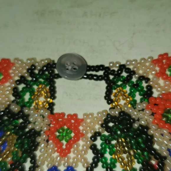 Wearable ART Vintage Glass Seed Bead and Faux Pearl Collar Necklace Style - Picture 3 of 5